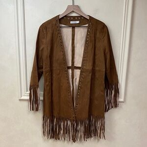 Adore Faux Suede Brown Fringe Jacket size Small